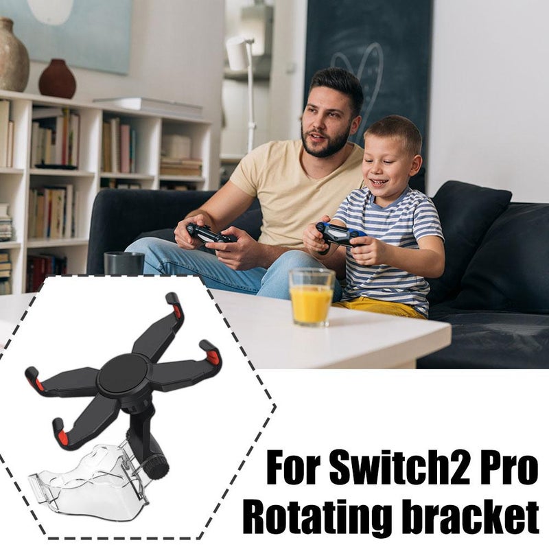Adjustable Swivel Mount for Switch 2 Pro Controller – 360° Rotatable Phone Holder with Anti-Slip Grip, Multi-Angle Gaming Bracket Stand for Wireless Controller (Black) - Image 2